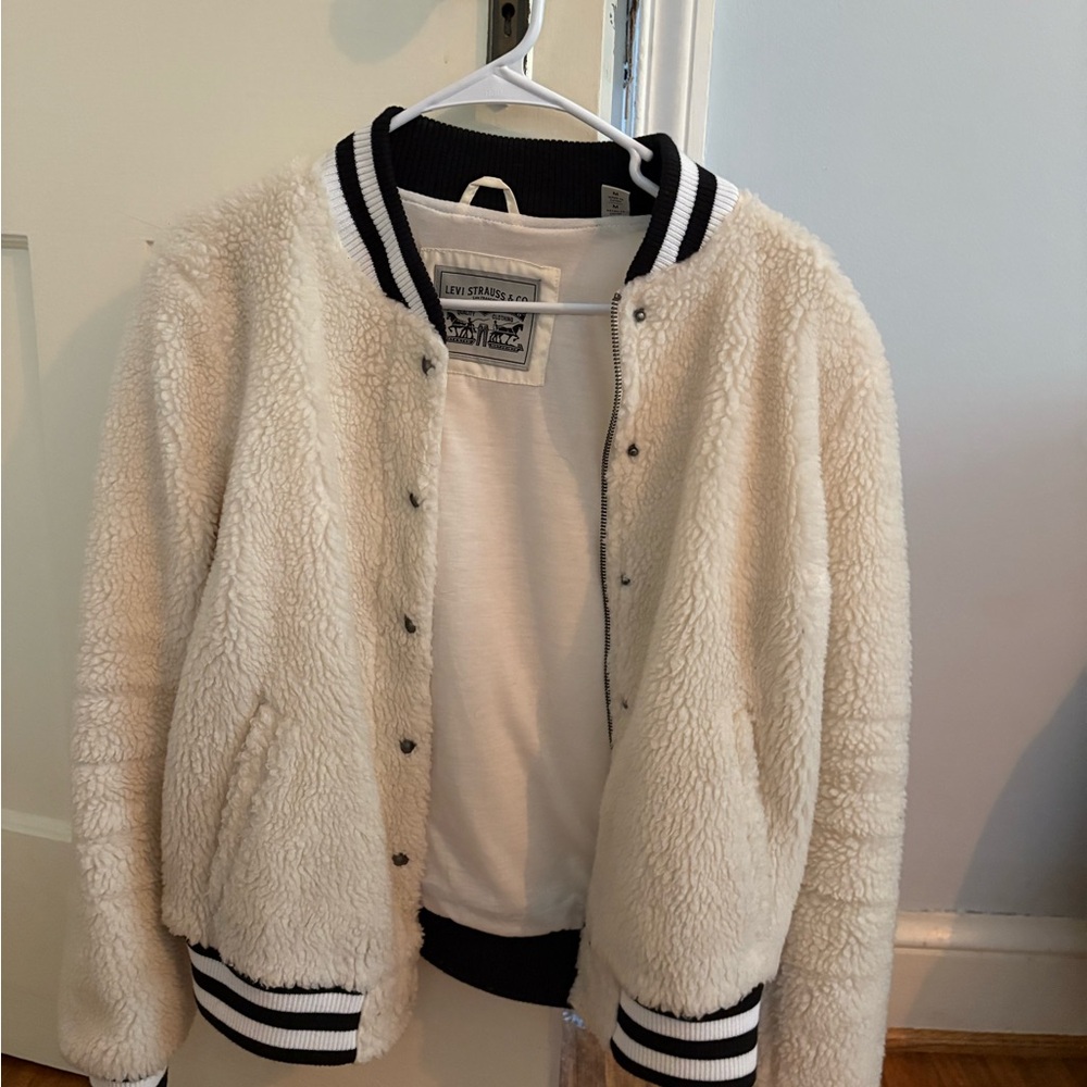 Levi’s White Sherpa Bomber Jacket